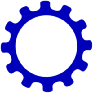 Blue Gear Iconon Black Background PNG