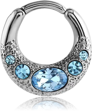 Blue Gemstone Circular Barbell Piercing Jewelry PNG Image