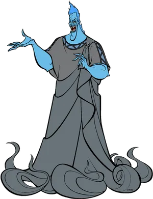 Blue Genie Expressive Gesture PNG Image