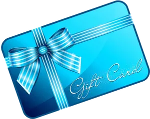 Blue Gift Cardwith Ribbon PNG Image