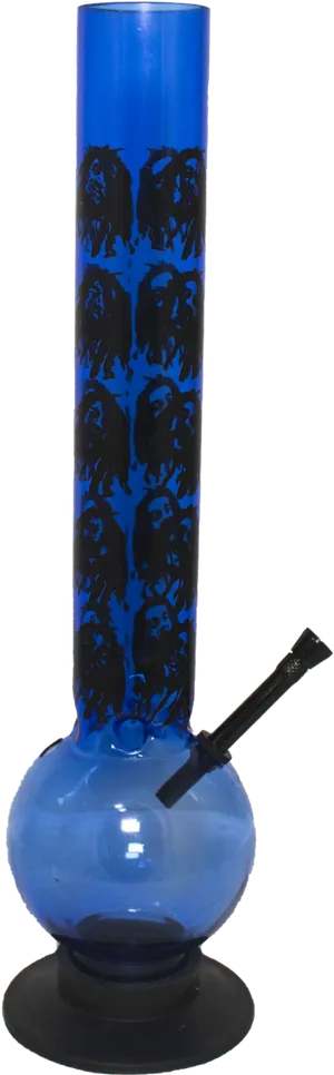 Blue Glass Bongwith Black Designs PNG Image