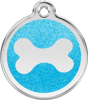 Blue Glitter Dog Bone Tag PNG Image