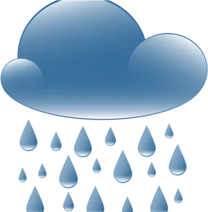 Blue Glossy Cloud With Raindrops Clipart PNG Image