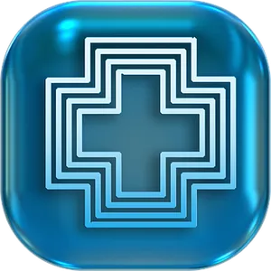 Blue Glow Health Cross Icon PNG