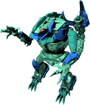 Blue Green Robot Transformers Character PNG Image