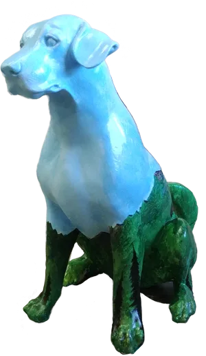 Blue Green Sculpted Dog Figure PNG Image