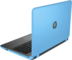 Blue H P Laptop Rear View PNG Image