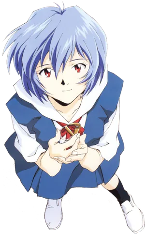 Blue Haired Anime Character PNG Image