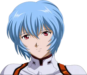 Blue Haired Anime Character PNG Image