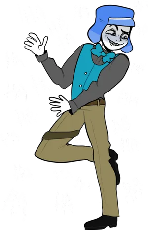 Blue Haired Character Laughing PNG Image