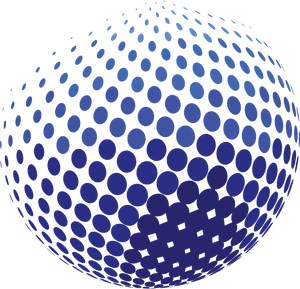 Blue Halftone Sphere Pattern PNG Image