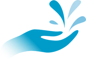 Blue Hand Water Splash Graphic PNG Image