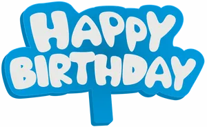 Blue Happy Birthday Text Graphic PNG Image