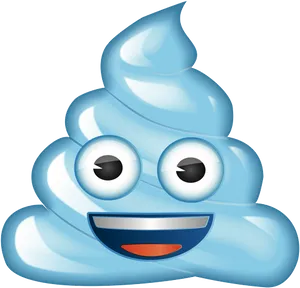 Blue Happy Poop Emoji PNG Image