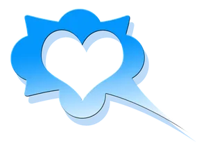 Blue Heart Bubble Speech Icon PNG Image