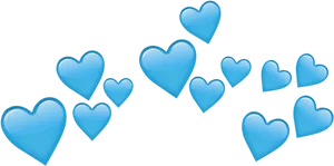 Blue Heart Emojis Pattern PNG Image