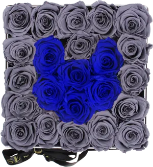 Blue Heart Roses Arrangement PNG Image