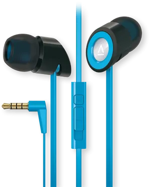 Blue In Ear Headphoneswith Mic PNG Image