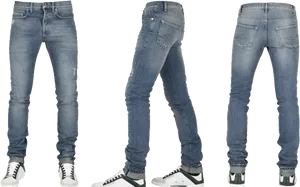 Blue Jeans Multiple Angles Display PNG Image