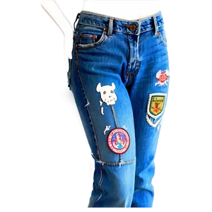 Blue Jeans With Patches Png Flg97 PNG Image