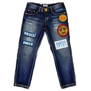 Blue Jeans With Patches Png Sed PNG Image