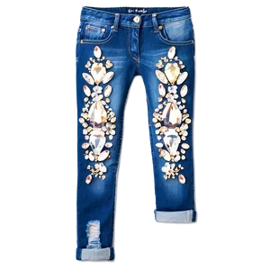 Blue Jeans With Rhinestones Png 06112024 PNG Image