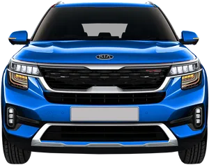 Blue Kia S U V Front View PNG Image