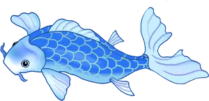 Blue Koi Fish Illustration PNG Image