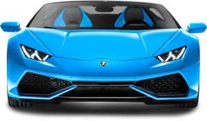 Blue Lamborghini Huracan Evo Front View PNG Image