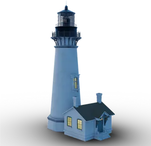 Blue Lighthouse Illuminated Windows PNG Image