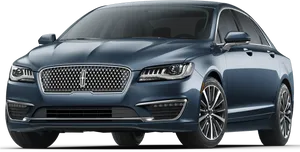 Blue Lincoln Sedan Profile View PNG Image