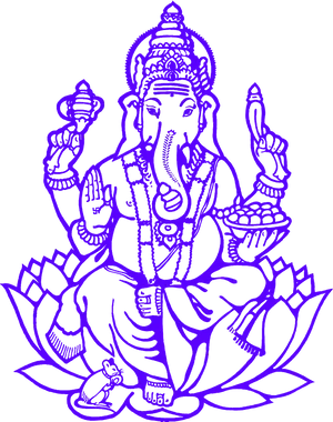 Blue Lord Ganesha Outline PNG Image