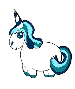 Blue Maned Cartoon Unicorn PNG Image