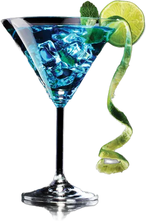Blue Martiniwith Lime Twist PNG