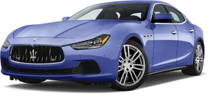 Blue Maserati Ghibli Side View PNG Image