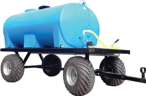 Blue Mobile Water Tank Trailer PNG Image