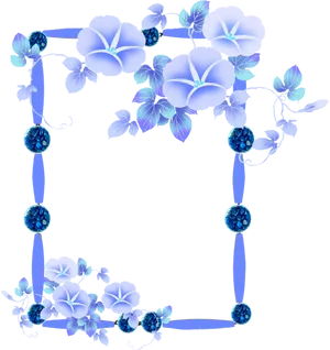 Blue Morning Glory Floral Frame PNG Image