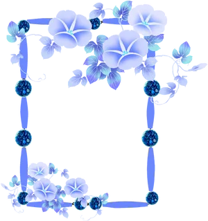 Blue Morning Glory Floral Frame PNG Image