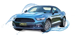 Blue Mustang Car Wash Promo PNG Image