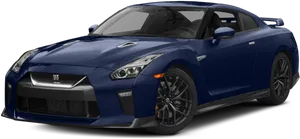 Blue Nissan G T R R35 Side View PNG Image