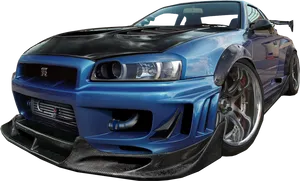 Blue Nissan G T R Sports Car PNG Image