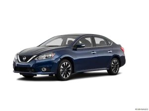 Blue Nissan Sedan Profile View PNG Image