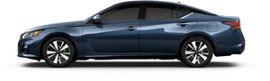 Blue Nissan Sedan Side View PNG Image