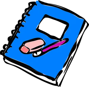 Blue Notebook Eraserand Pencil PNG Image