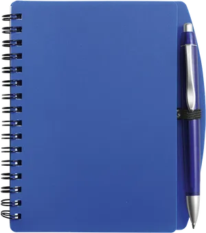 Blue Notebookand Pen PNG Image