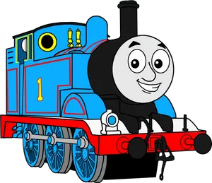 Blue Number One Train Cartoon PNG Image