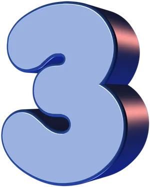 Blue Number3 Graphic PNG Image