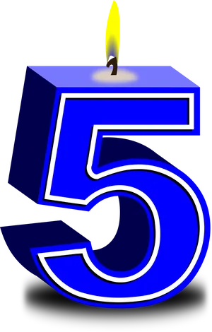 Blue Number5 Birthday Candle PNG Image