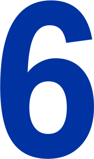 Blue Number6 Graphic PNG Image