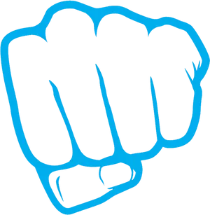 Blue Outlined Fist Illustration PNG Image